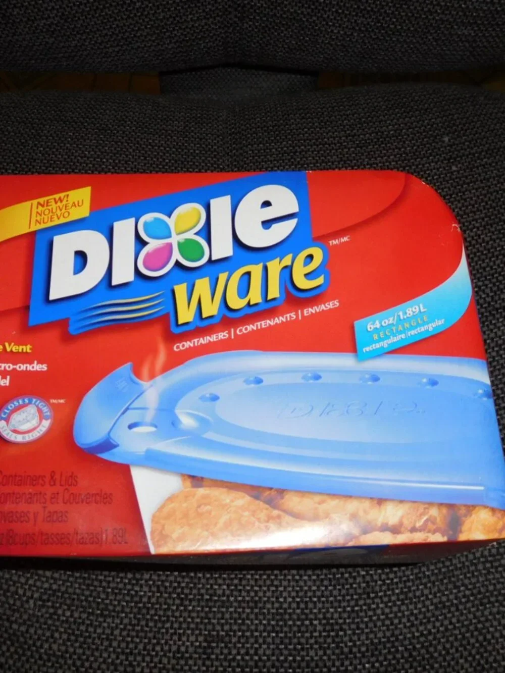 Dixie Ware 3 Count Pack Plastic Food Containers Microwave Vent 64 oz Square NEW